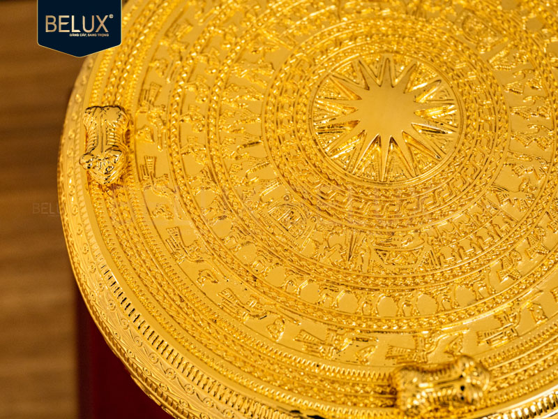 Quả trống đồng lưu niệm mạ vàng 24k các kích thước